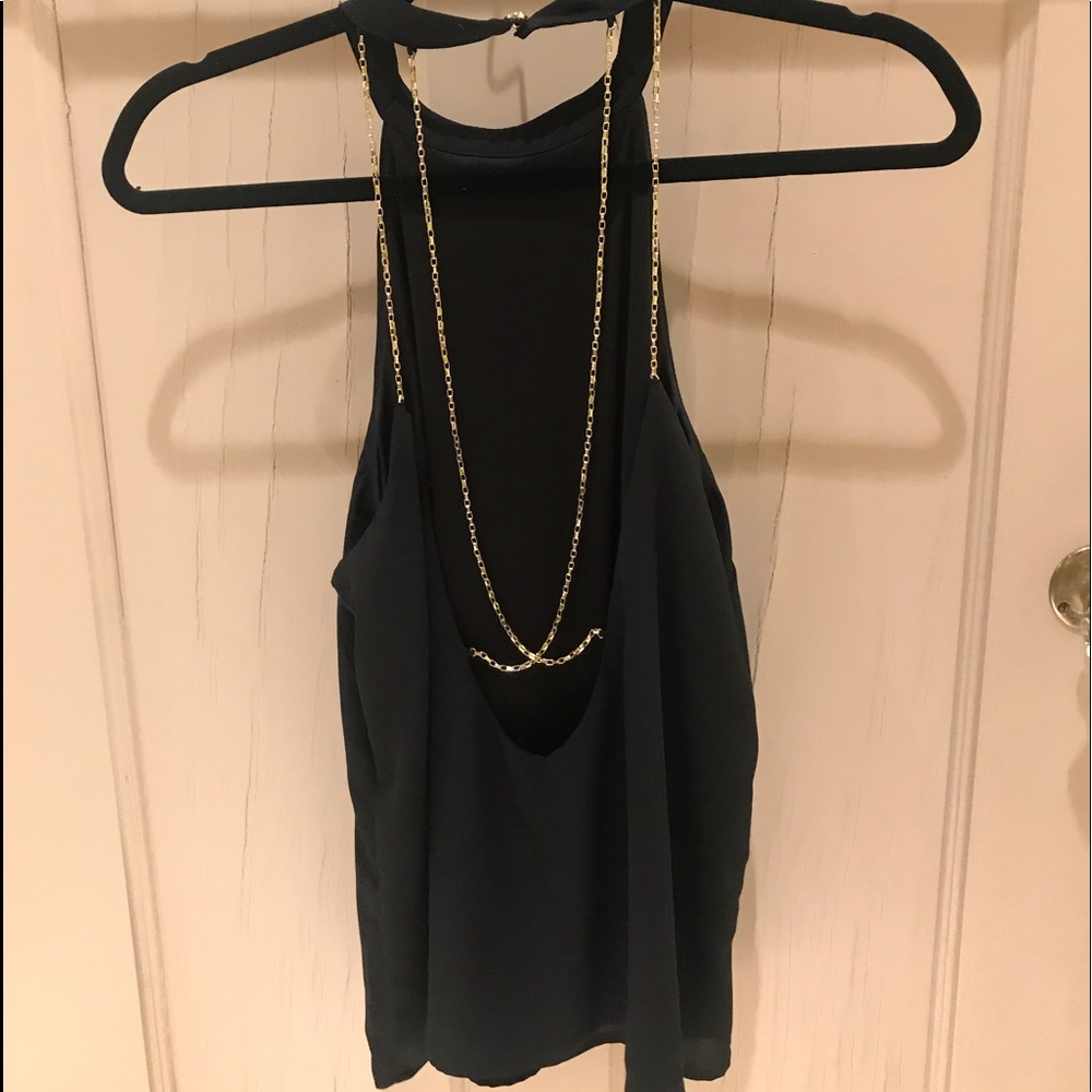Express Black Sleeveless Tank Top. Goldchain back.